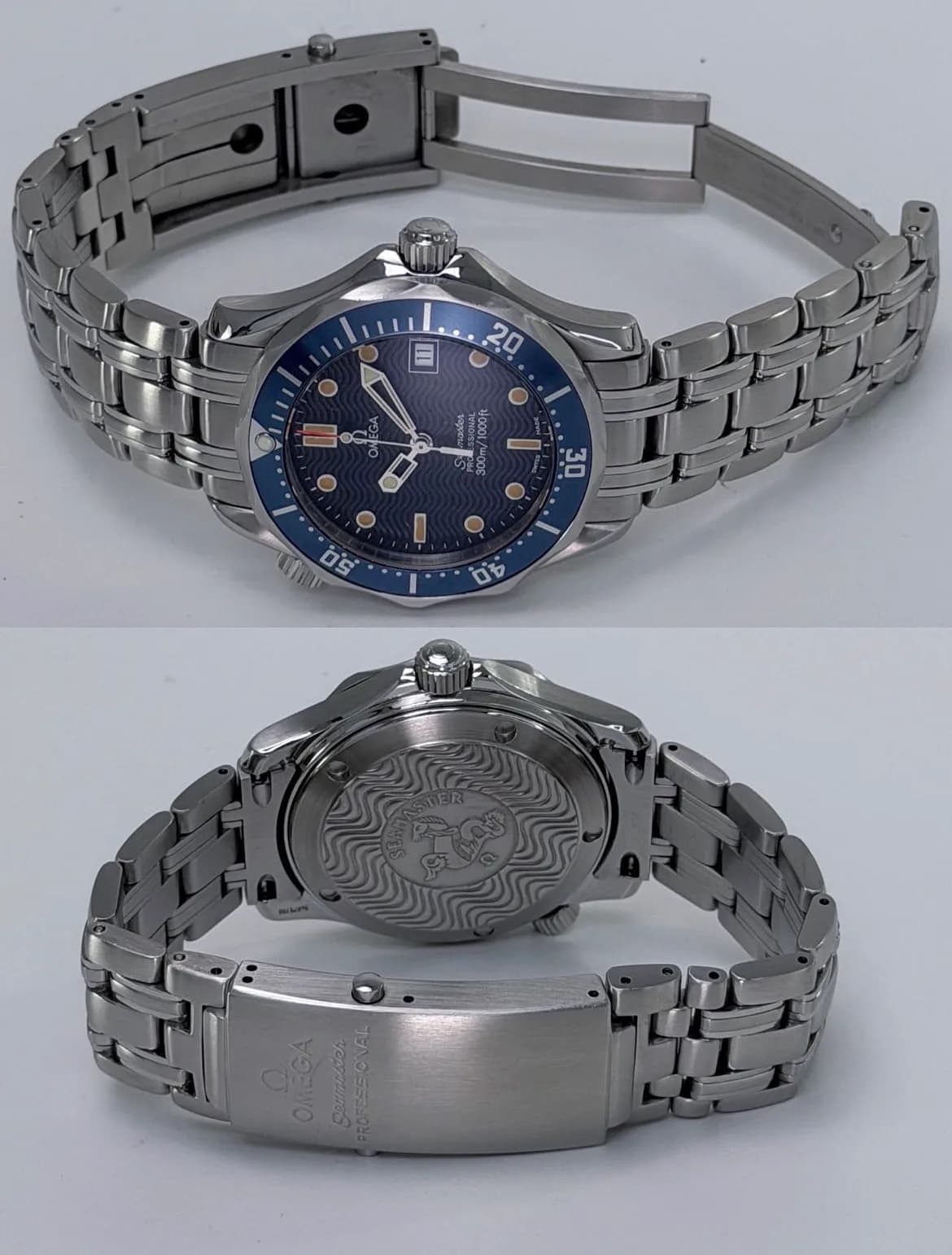 Omega Seamaster Professional 300M 1993 36mm Blue Wave Dial Patina ref.2562.80 Cal.1538 Quartz Watch Only — image 6