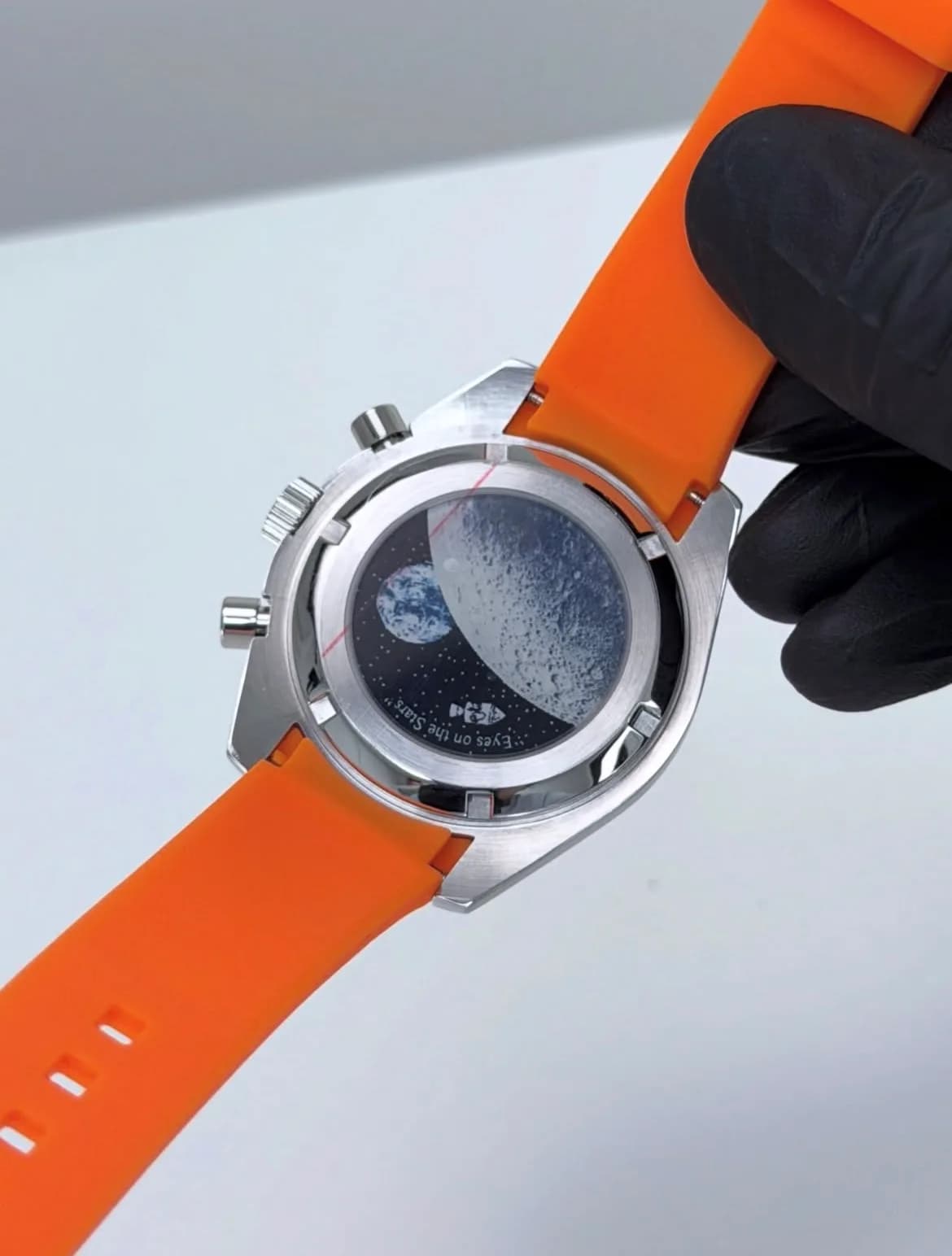 Custom S. Mod 40mm Orange Snoopy Speedmaster on Rubber Strap (Quartz Chronograph) — image 8