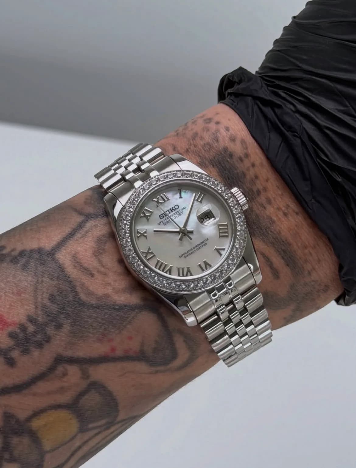 Custom S. Mod 31mm White MOP Roman Diamond Datejust Automatic Watch — image 1