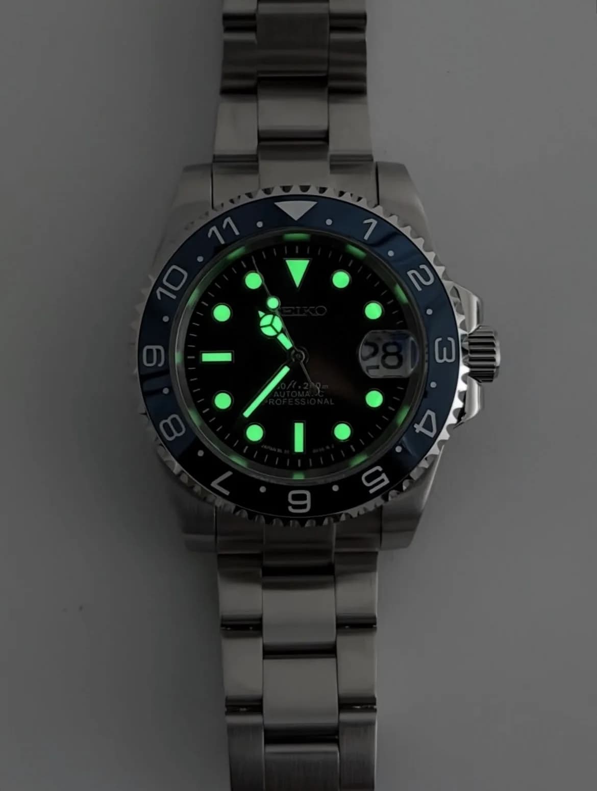 Custom S. Mod 40mm Gloss Black Chrome Blue Dual Time Sub Automatic Watch — image 10