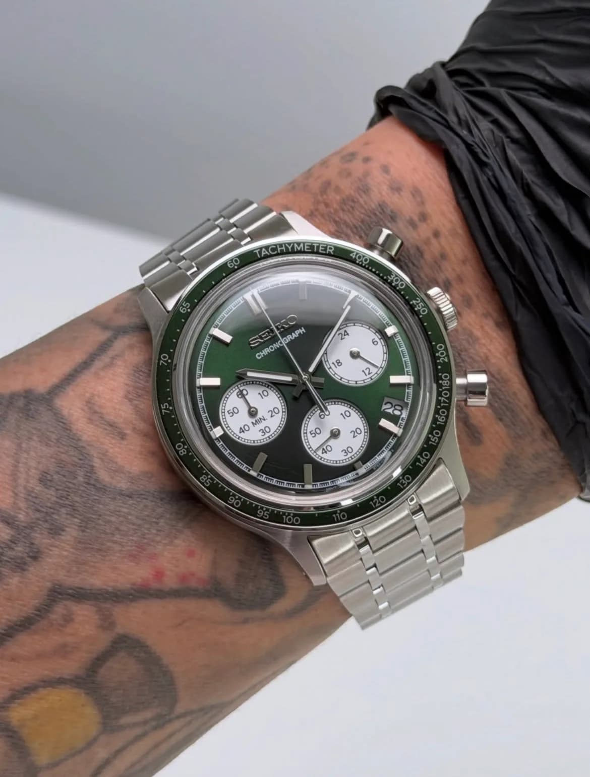 Custom S. Mod 38.5mm Green Panda Conceptual Quartz Chronograph Watch  — image 1