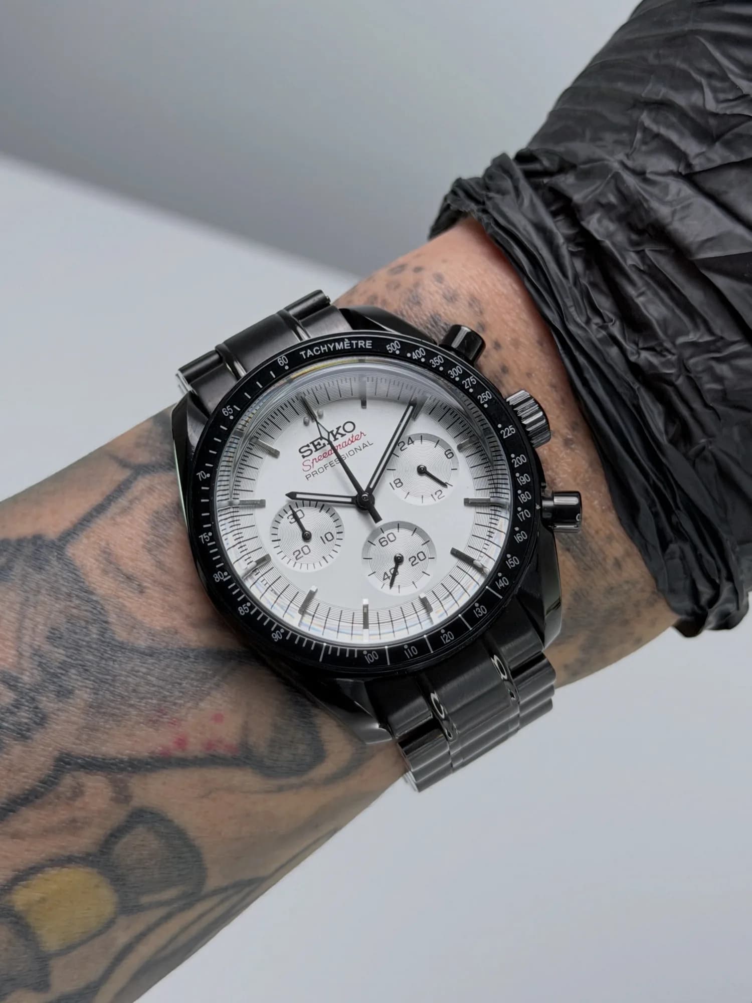 Custom S. Mod 40mm Black White Speedy Quartz Chronograph Watch  — image 1