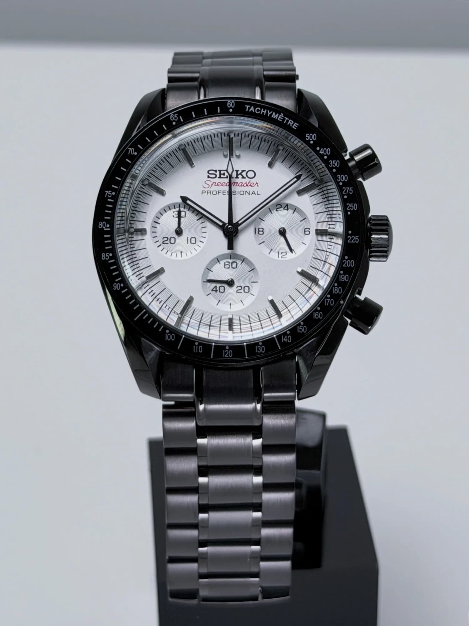 Custom S. Mod 40mm Black White Speedy Quartz Chronograph Watch  — image 5