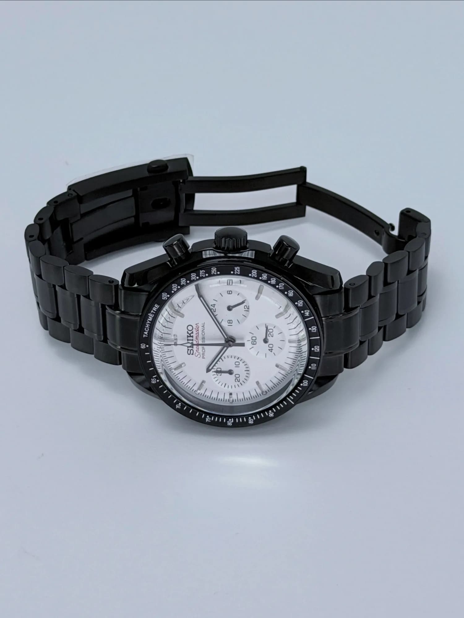 Custom S. Mod 40mm Black White Speedy Quartz Chronograph Watch  — image 7