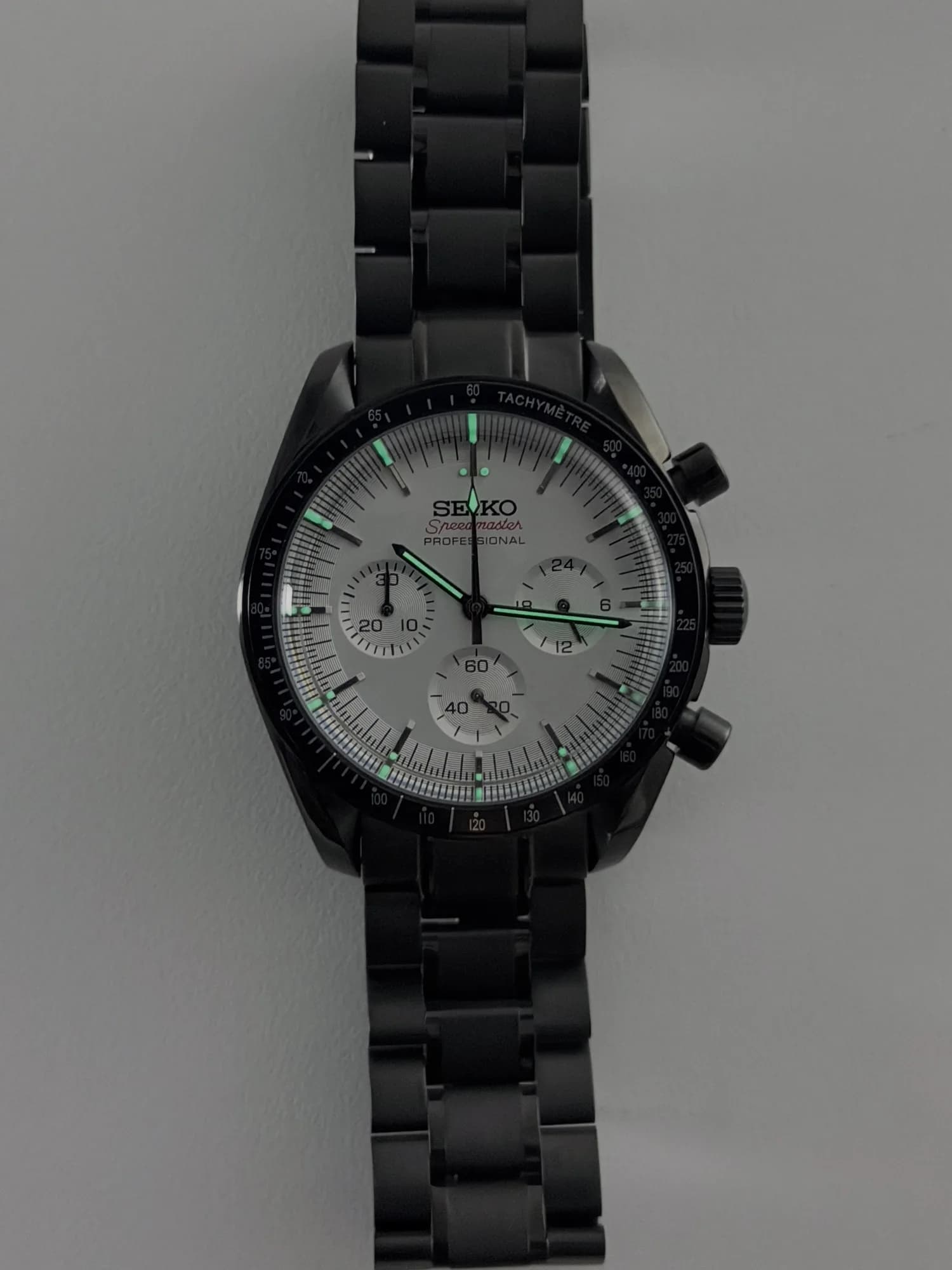 Custom S. Mod 40mm Black White Speedy Quartz Chronograph Watch  — image 10