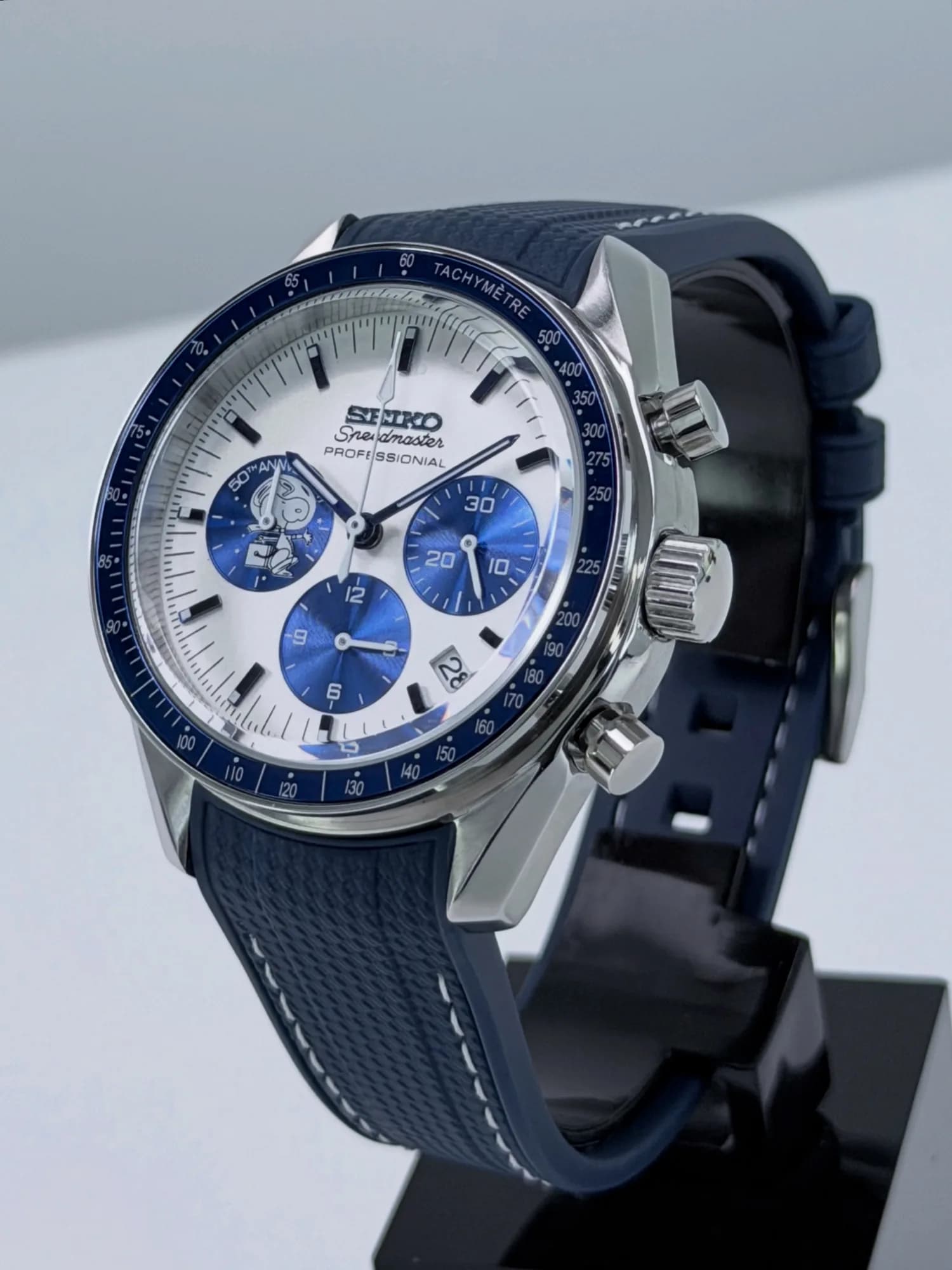 Custom S. Mod 40mm Blue Snoopy Panda Speedy Quartz Chronograph Watch  — image 4
