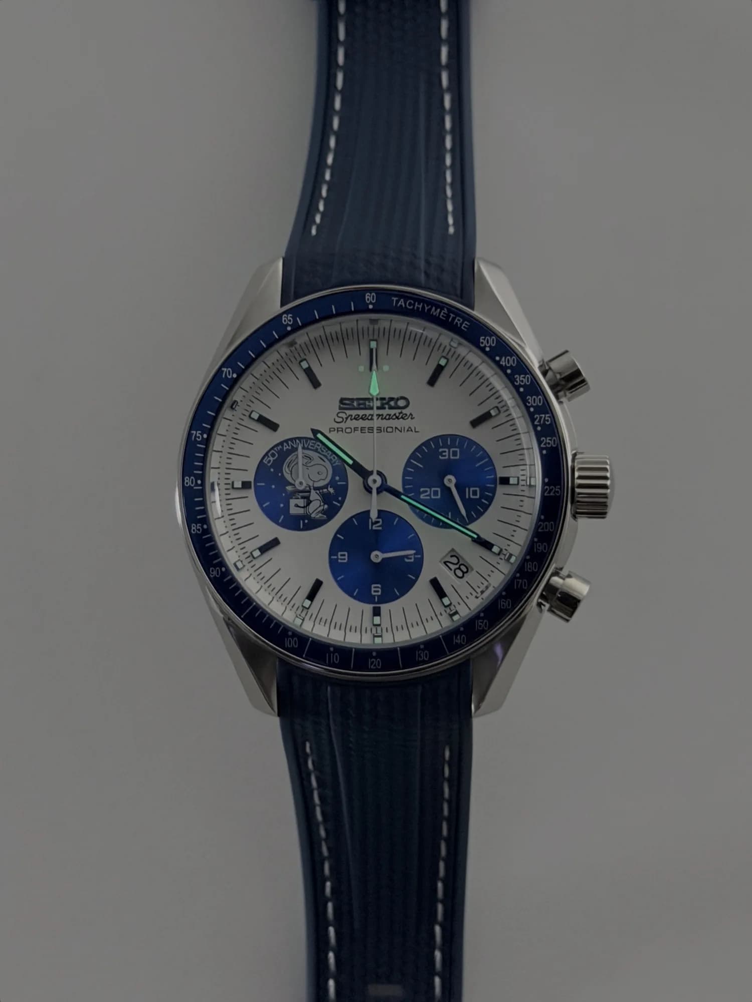 Custom S. Mod 40mm Blue Snoopy Panda Speedy Quartz Chronograph Watch  — image 10