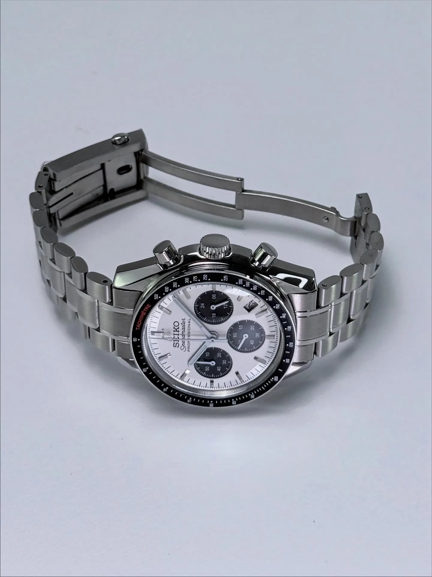 Custom S. Mod 40mm White Panda Speedy Quartz Chronograph Watch — image 7