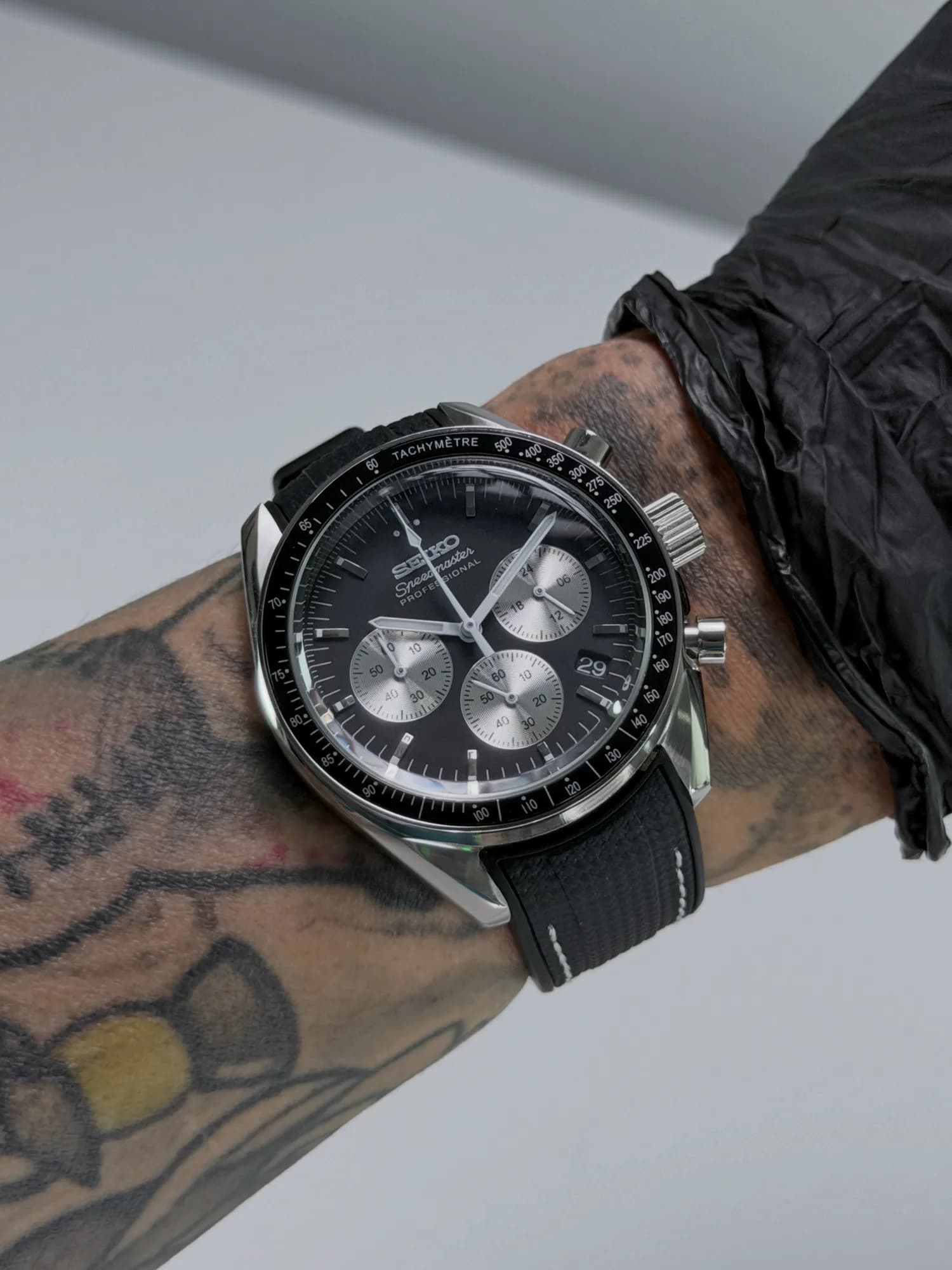Custom S. Mod 40mm Black Panda Speedy Quartz Chronograph Watch — image 1