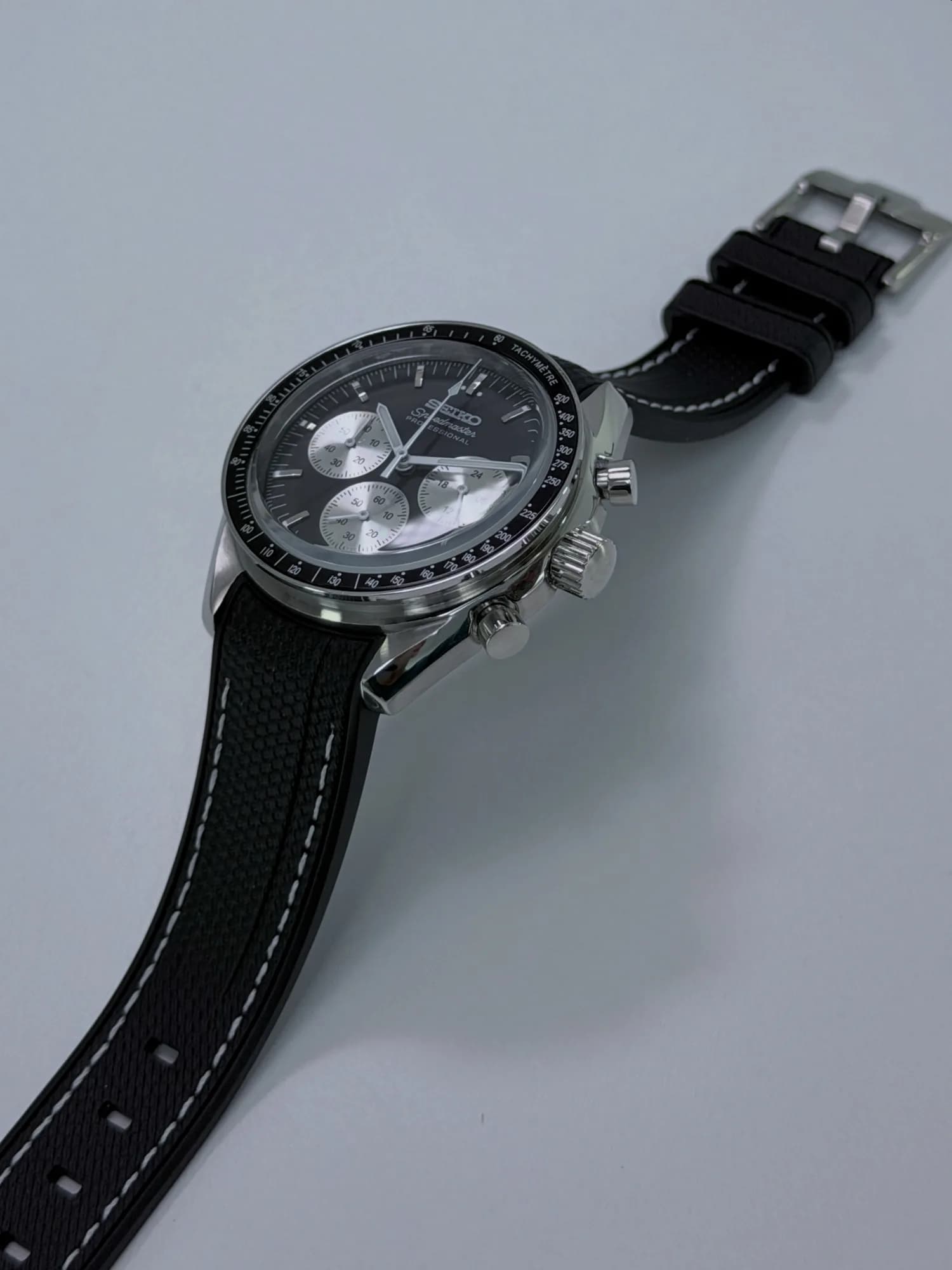 Custom S. Mod 40mm Black Panda Speedy Quartz Chronograph Watch — image 7