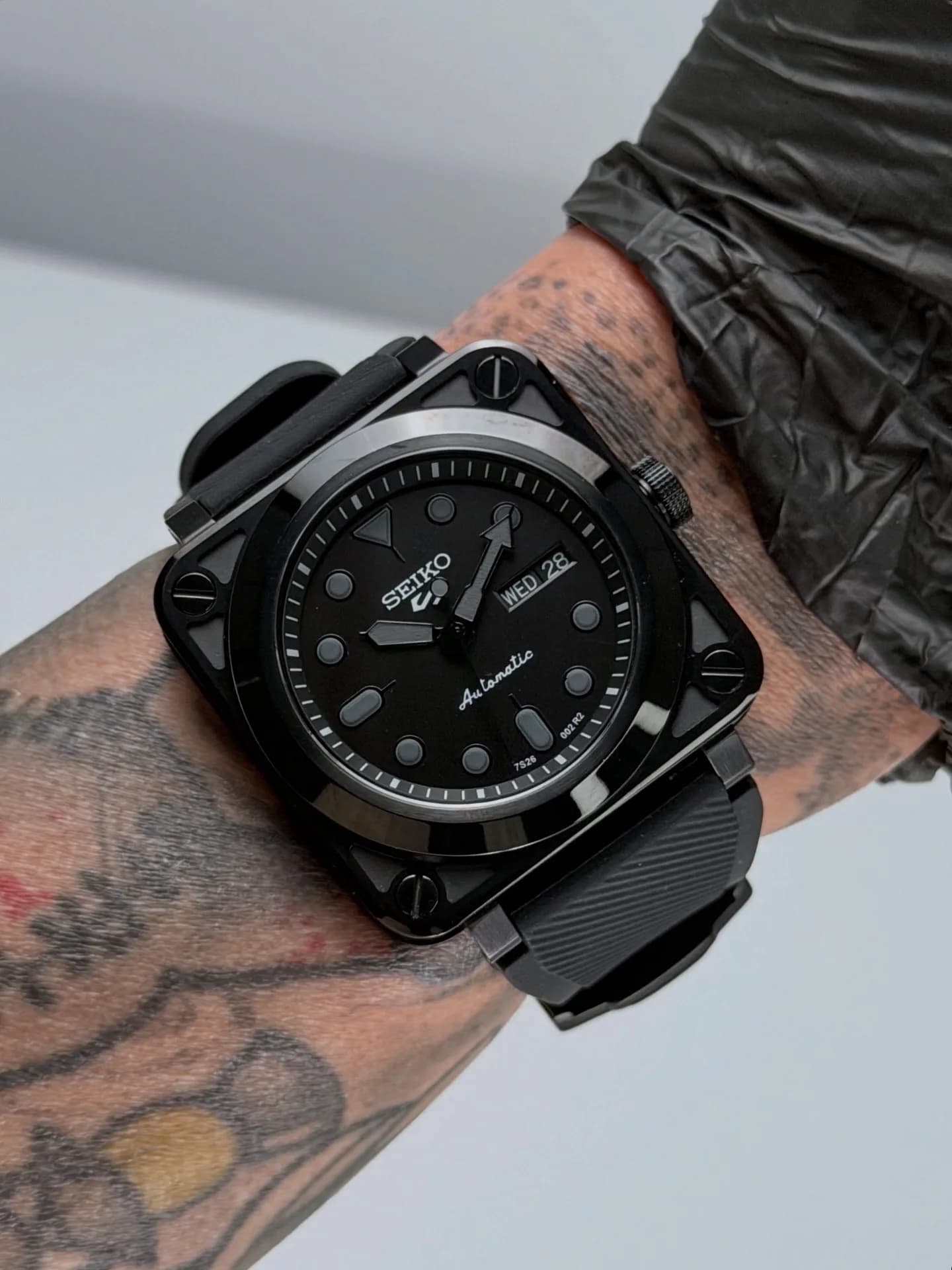 Custom S. Mod 41mm Black Phantom BR03 Day Date Automatic Watch  — image 1