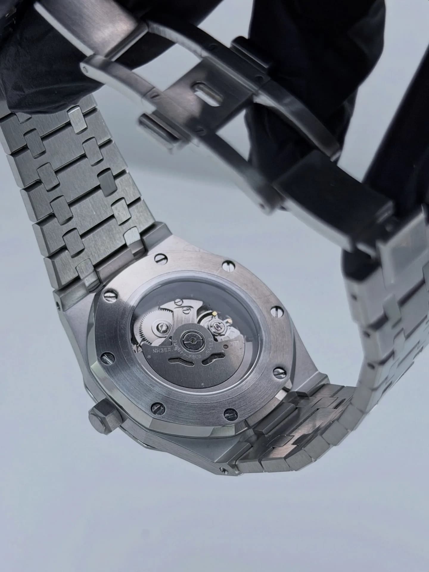 Custom S. Mod 42mm White MOP Double Blue Diamond AP Automatic Watch  — image 9