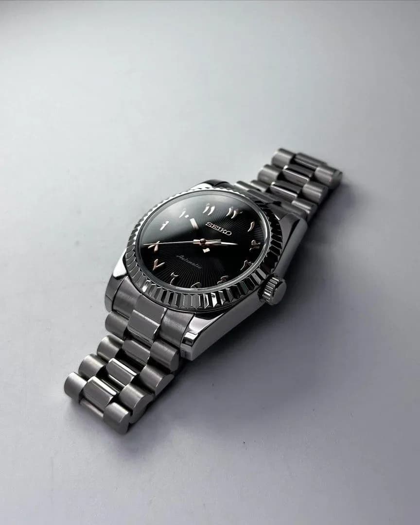 Custom S. Mod 36mm Black Fluted Rose Gold Indices Arabic President Automatic Watch — image 9