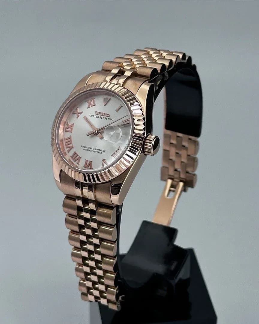 Custom S. Mod 31mm Silver Roman Rose Gold Datejust Automatic Watch — image 9