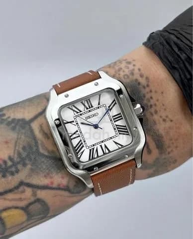 Custom S. Mod 38mm White Santos on Leather Strap — image 1