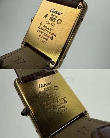 24x31mm 1980s LM Cartier Tank Vermeil Must De “Trinity” Dial Gold Plated Quartz ref.81006 Watch Only — image 6