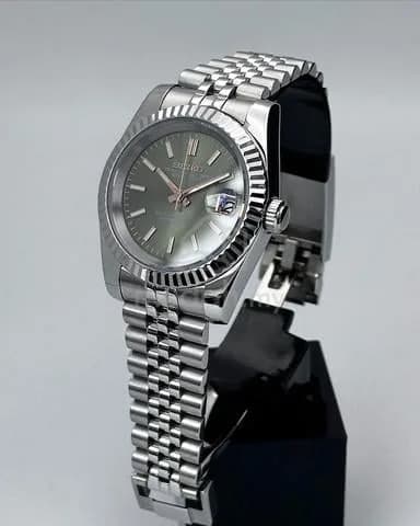 Custom S. Mod 39mm Olive Rose Gold Silver Datejust — image 2