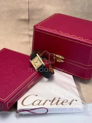 24x31mm 1980s Cartier Tank Vermeil Must De Champagne Lemon Dial Gold Plated Manual Winding cal.78-1 LM Watch Only — image 3