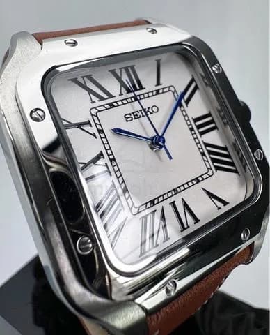 Custom S. Mod 38mm White Santos on Leather Strap — image 3
