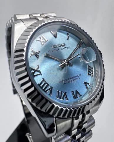 Custom S. Mod 31mm Ice Blue Roman Silver DateJust — image 3