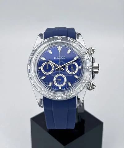 Custom S. Mod 39.5mm Navy Blue Clear Plastic Daytona (Quartz Chronograph) — image 2