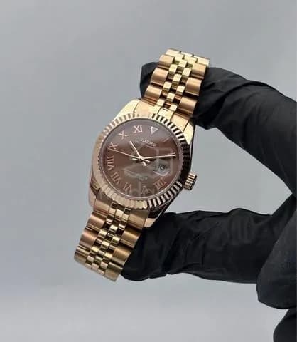 Custom S. Mod 31mm Chocolate Roman Rose Gold Datejust — image 1