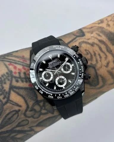 Custom S. Mod 39.5mm Black On Black Daytona Quartz Chronograph — image 1