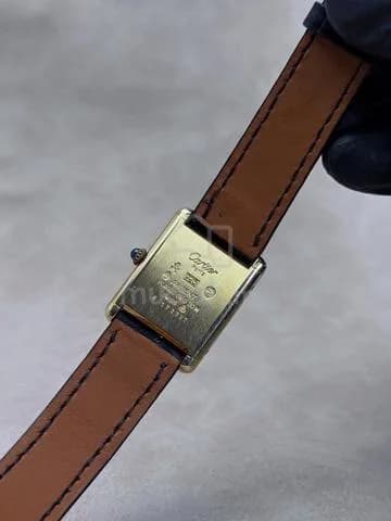 24x31mm 1980s Cartier Tank Vermeil Must De Champagne Lemon Dial Gold Plated Manual Winding cal.78-1 LM Watch Only — image 6