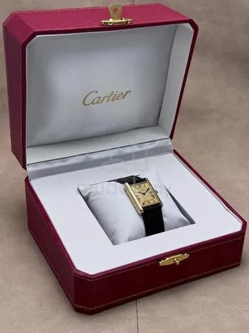 24x31mm 1980s Cartier Tank Vermeil Must De Champagne Lemon Dial Gold Plated Manual Winding cal.78-1 LM Watch Only — image 2