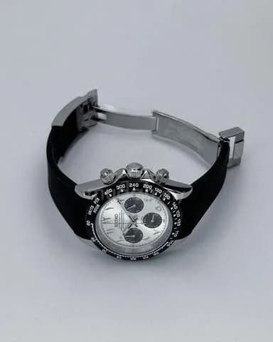 Custom S. Mod 39.5mm Silver Panda Arabic Daytona Quartz Chronograph — image 2