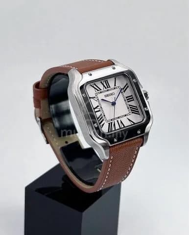 Custom S. Mod 38mm White Santos on Leather Strap — image 2