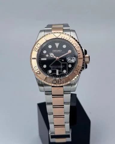 Custom S. Mod 40mm 2-Tone Black Dial Silver Gold Yachtmaster — image 5