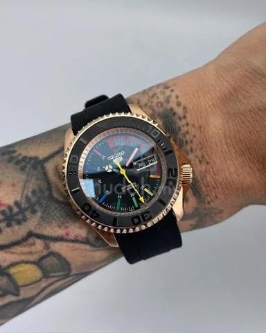 Custom S. Mod 42mm Black Rainbow Rose Gold SKX — image 1