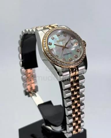 Custom S. Mod 31mm 2-Tone Silver Rose Gold White Pearl Double Diamond Datejust — image 2