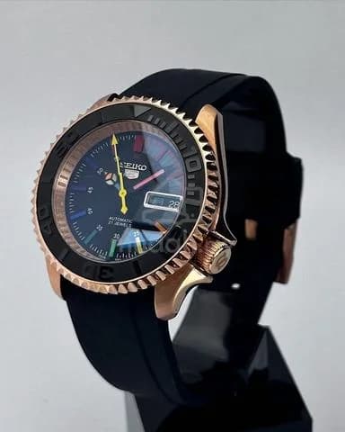 Custom S. Mod 42mm Black Rainbow Rose Gold SKX — image 6