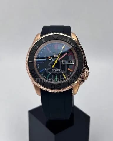 Custom S. Mod 42mm Black Rainbow Rose Gold SKX — image 4