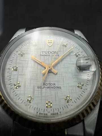 32mm 1991 2-Tone Tudor Prince Date 18K Gold Bezel “Tapestry” Dial Diamond Markers ref.72033 Automatic Watch Only — image 3
