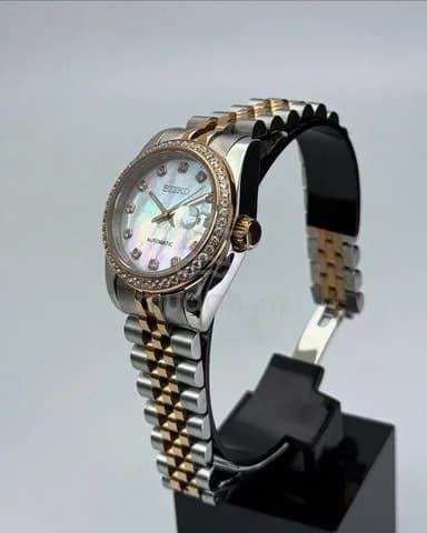 Custom S. Mod 31mm 2-Tone Silver Rose Gold White Pearl Double Diamond Datejust — image 4
