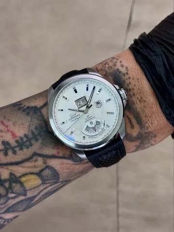 43mm 2009 TAG Heuer Grand Carrera Calibre 8 GMT Chronometer White Dial Ref.WAV5112 Automatic Watch Only — image 1