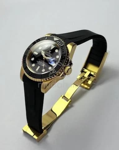 Custom S. Mod 40mm Glossy Black MarineMaster Gold Yachtmaster — image 5