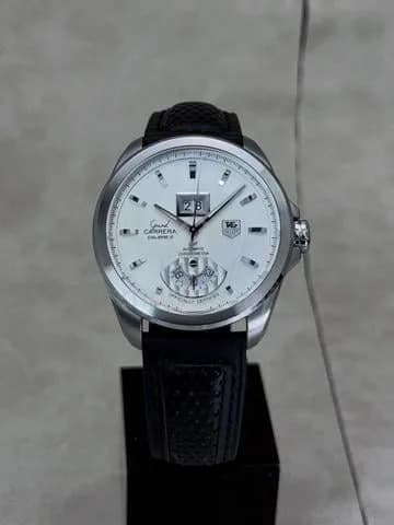 43mm 2009 TAG Heuer Grand Carrera Calibre 8 GMT Chronometer White Dial Ref.WAV5112 Automatic Watch Only — image 3