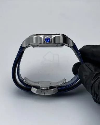 Custom S. Mod 38mm White Guilloche Santos — image 5