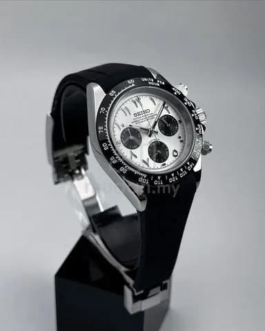 Custom S. Mod 39.5mm Silver Panda Arabic Daytona Quartz Chronograph — image 6