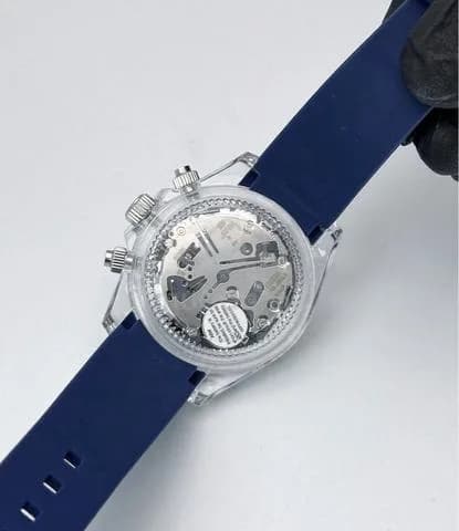 Custom S. Mod 39.5mm Navy Blue Clear Plastic Daytona (Quartz Chronograph) — image 5