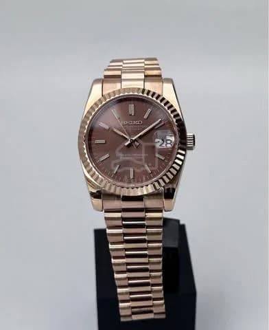Custom S. Mod 36mm Chocolate Rose Gold DateJust — image 4