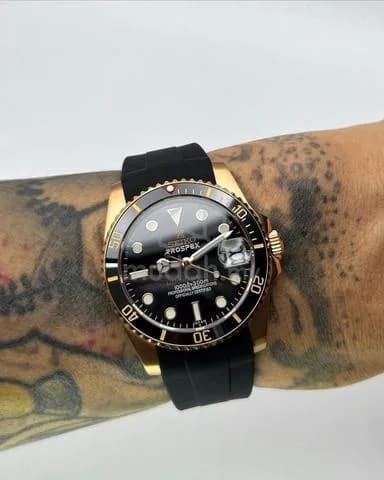Custom S. Mod 36mm Glossy Black Prospex Rose Gold Yachtmaster — image 1