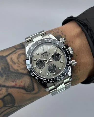 Custom S. Mod 39.5mm Rhodium Grey Daytona Quartz Chronograph — image 1