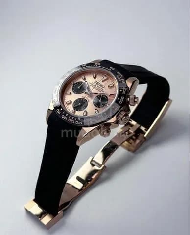 Custom S. Mod 39.5mm Salmon Rose Gold Daytona Quartz Chronograph — image 2