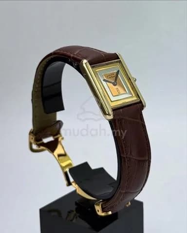 24x31mm 1980s LM Cartier Tank Vermeil Must De “Trinity” Dial Gold Plated Quartz ref.81006 Watch Only — image 2