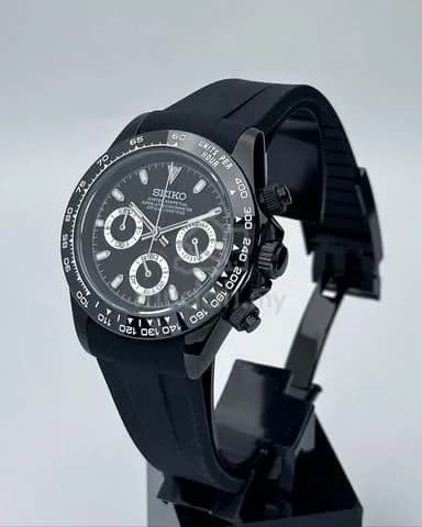 Custom S. Mod 39.5mm Black On Black Daytona Quartz Chronograph — image 4